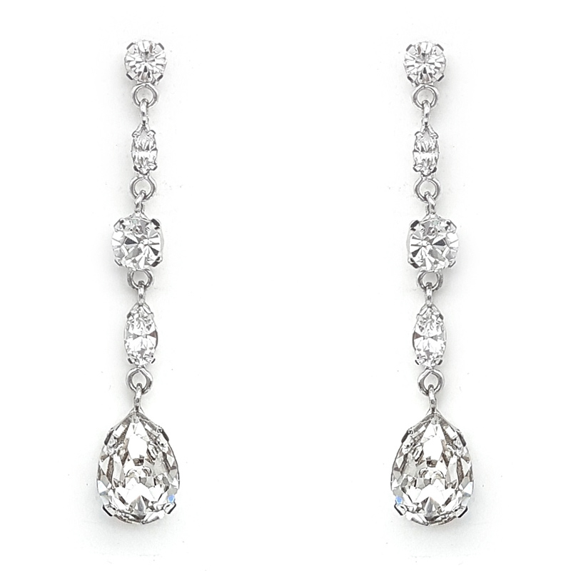 Crystal silver drop earrings