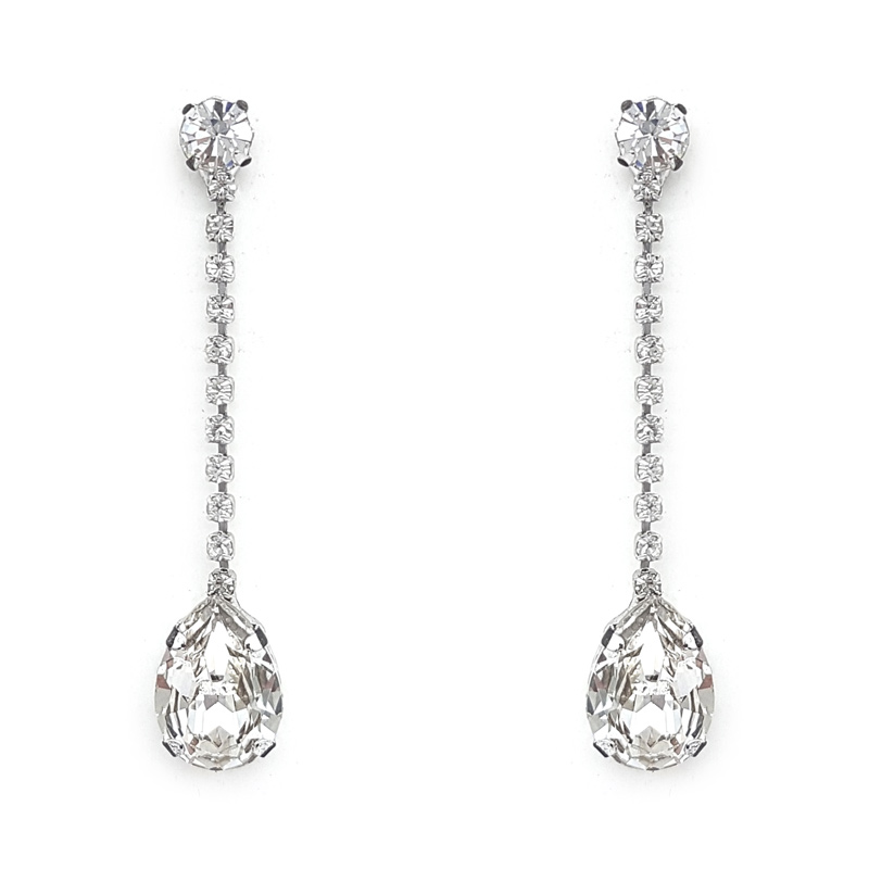 Silver long narrow earrings