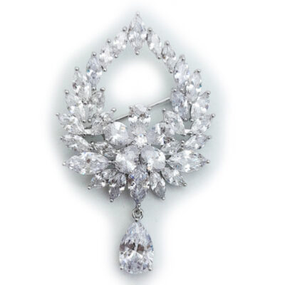 Silver bridal brooch