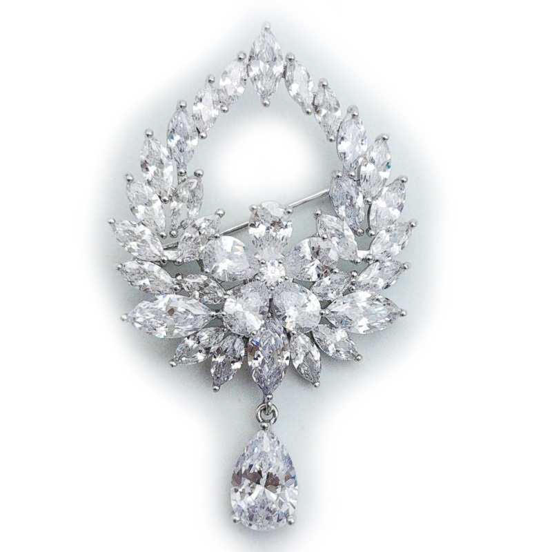 Silver bridal brooch