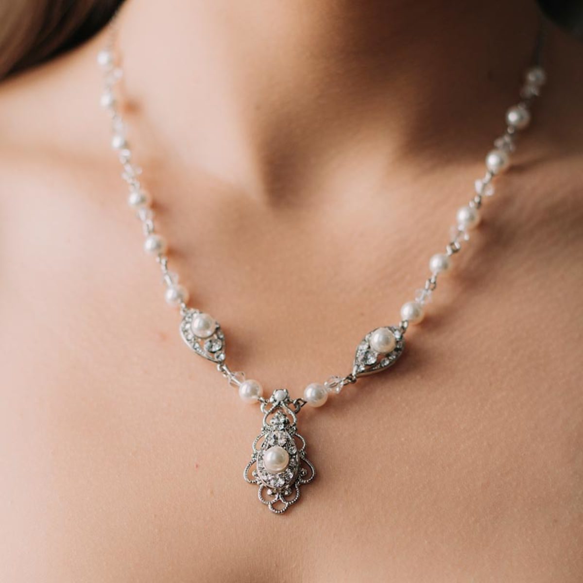Faux Pearl Pendant Curb Chain Link Necklace Kleding Dameskleding Pyjamas & Badjassen Sets 